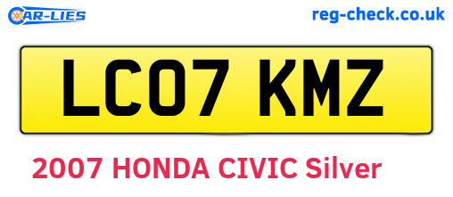 LC07KMZ are the vehicle registration plates.