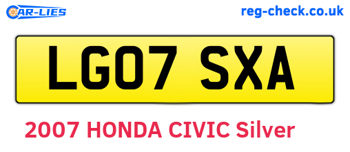 LG07SXA are the vehicle registration plates.