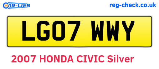 LG07WWY are the vehicle registration plates.