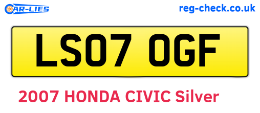 LS07OGF are the vehicle registration plates.