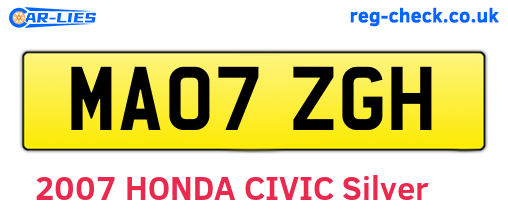 MA07ZGH are the vehicle registration plates.