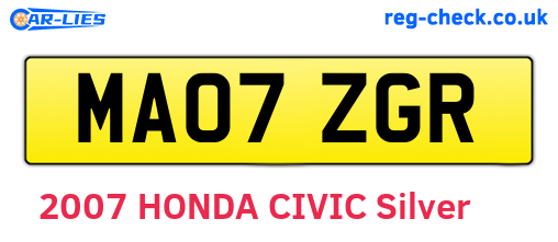 MA07ZGR are the vehicle registration plates.