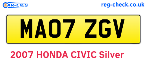 MA07ZGV are the vehicle registration plates.