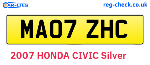 MA07ZHC are the vehicle registration plates.