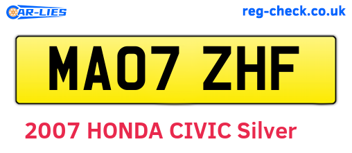 MA07ZHF are the vehicle registration plates.