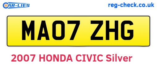 MA07ZHG are the vehicle registration plates.