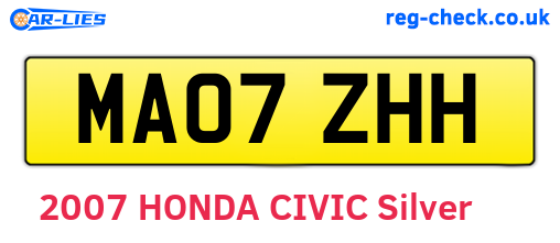 MA07ZHH are the vehicle registration plates.