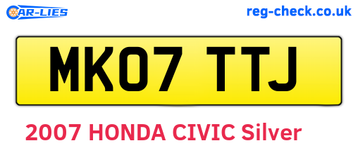 MK07TTJ are the vehicle registration plates.