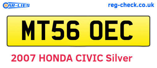 MT56OEC are the vehicle registration plates.