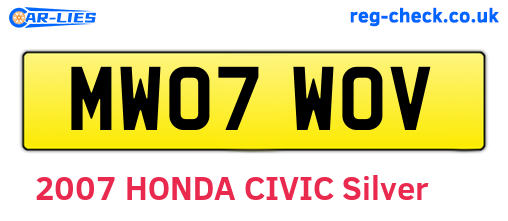 MW07WOV are the vehicle registration plates.