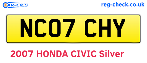 NC07CHY are the vehicle registration plates.
