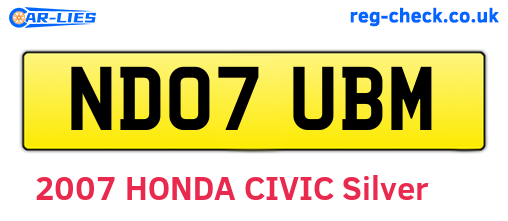 ND07UBM are the vehicle registration plates.