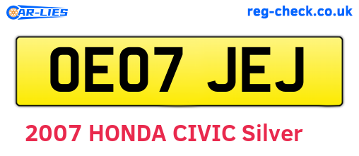 OE07JEJ are the vehicle registration plates.