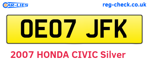 OE07JFK are the vehicle registration plates.