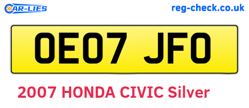 OE07JFO are the vehicle registration plates.
