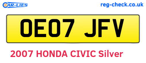 OE07JFV are the vehicle registration plates.