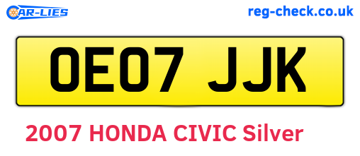 OE07JJK are the vehicle registration plates.
