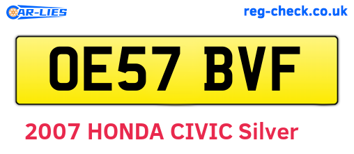 OE57BVF are the vehicle registration plates.