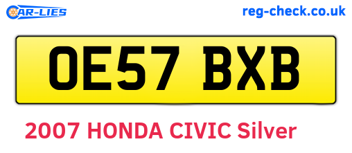 OE57BXB are the vehicle registration plates.