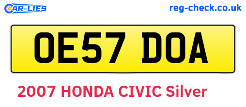 OE57DOA are the vehicle registration plates.