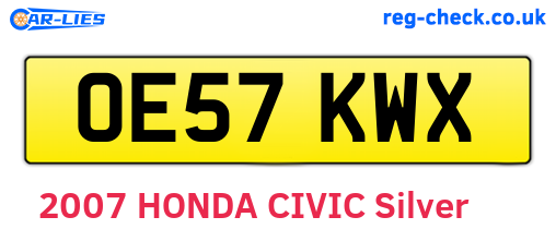 OE57KWX are the vehicle registration plates.