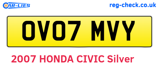 OV07MVY are the vehicle registration plates.