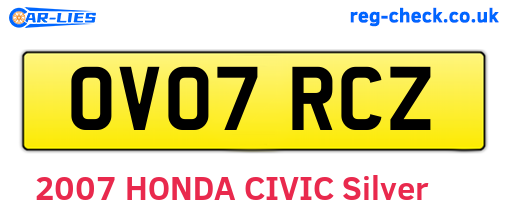 OV07RCZ are the vehicle registration plates.