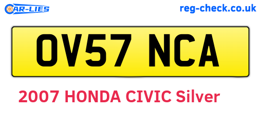 OV57NCA are the vehicle registration plates.