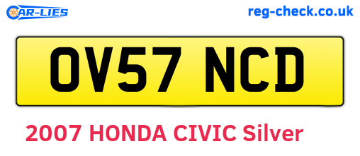 OV57NCD are the vehicle registration plates.