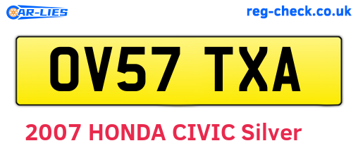OV57TXA are the vehicle registration plates.
