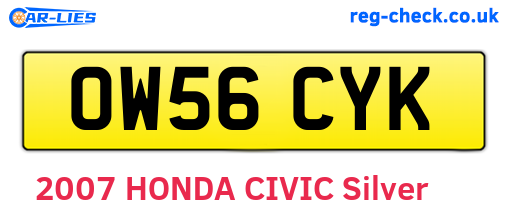 OW56CYK are the vehicle registration plates.
