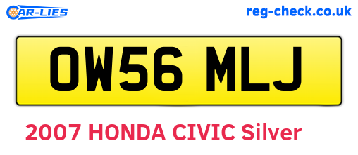 OW56MLJ are the vehicle registration plates.