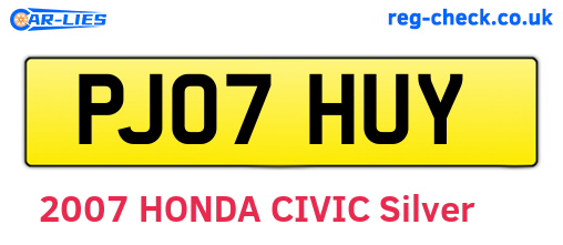 PJ07HUY are the vehicle registration plates.