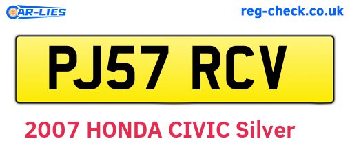 PJ57RCV are the vehicle registration plates.