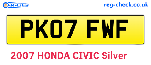 PK07FWF are the vehicle registration plates.