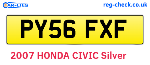 PY56FXF are the vehicle registration plates.