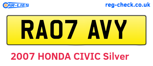RA07AVY are the vehicle registration plates.