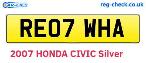 RE07WHA are the vehicle registration plates.