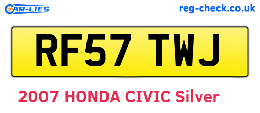 RF57TWJ are the vehicle registration plates.