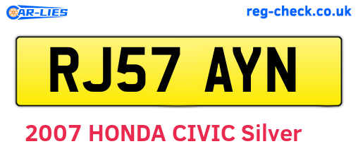 RJ57AYN are the vehicle registration plates.
