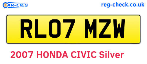 RL07MZW are the vehicle registration plates.