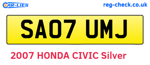 SA07UMJ are the vehicle registration plates.