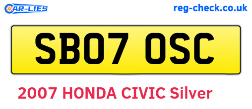 SB07OSC are the vehicle registration plates.