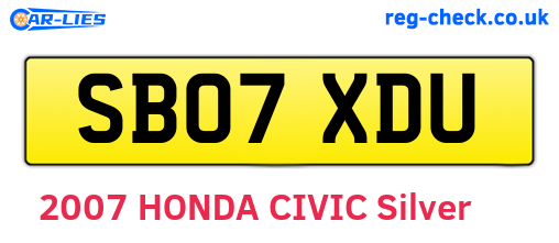 SB07XDU are the vehicle registration plates.