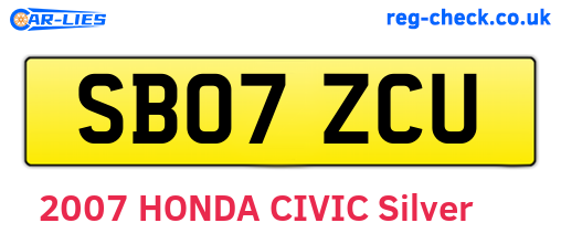 SB07ZCU are the vehicle registration plates.