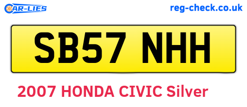 SB57NHH are the vehicle registration plates.