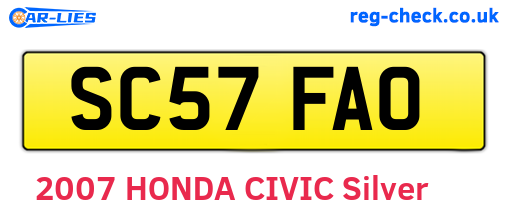 SC57FAO are the vehicle registration plates.