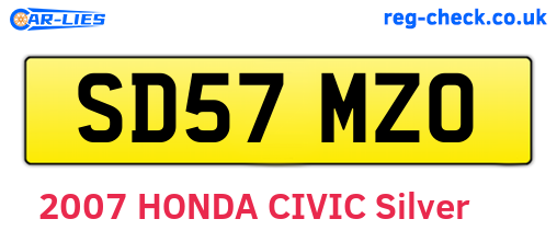 SD57MZO are the vehicle registration plates.