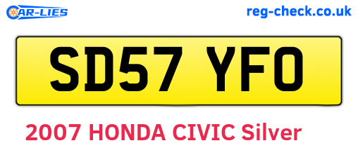 SD57YFO are the vehicle registration plates.