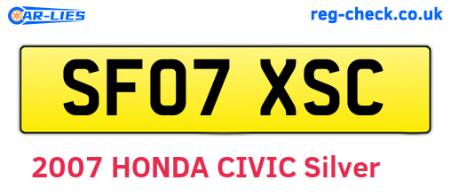 SF07XSC are the vehicle registration plates.